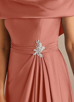 Azazie Branford Abiti per la Madre della Sposa Abito A-Line in Raso Elasticizzato Plissettato Salmone Rosa image4