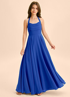 Azazie Kady Junior A-Linie Herzausschnitt Chiffon Kleid Königsblau image1