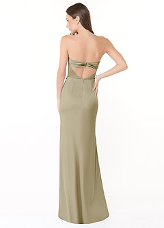 Azazie Leonis Bridesmaid Dresses Moss Green Mermaid Pleated Stretch Satin Convertible Dress image5