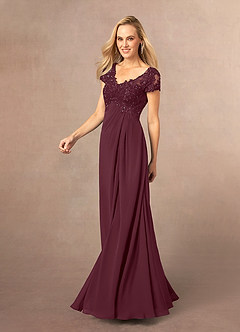 Azazie Jetta Final Sale Cabernet A-Line Sequins Chiffon Dress image2