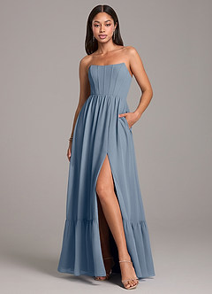 Azazie Kailee Bridesmaid Dresses Twilight A-Line with Pockets Chiffon Dress image1