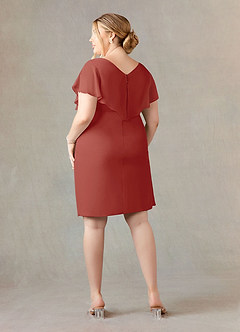 Azazie Julia Mother of the Bride Dresses Terracotta Sheath V-Neck Pleated Chiffon Dress image12