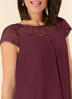 Azazie Tess Mother of the Bride Dresses Cabernet Empire Sequins Chiffon Dress image5