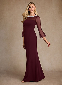 Azazie Bellevie Suknie dla Matki Panny Młodej Osłona Zroszony Rozciągliwy Krep Długość podłogi Sukienka image5