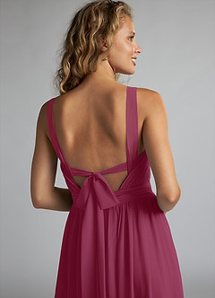 Azazie Aziza Bridesmaid Dresses Mulberry A-Line V-Neck Pleated Chiffon Dress image6
