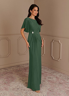 Azazie Louanne Mother of the Bride Dresses Eucalyptus Mermaid Boatneck Pleated Luxe Knit Dress image2