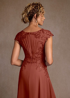 Azazie Christi Kleider für die Brautmutter A-Linie Spitze Chiffon Kleid Rotbraun image6