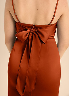 Azazie Mai Junior A-Linie Herzausschnitt Stretch-Satin Kleid Paprika image6