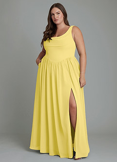 Azazie Novi Bridesmaid Dresses Canary A-Line Pleated Chiffon Dress image7