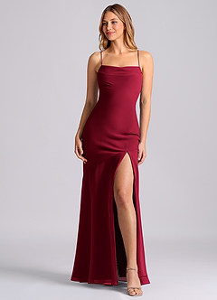 Azazie Grata Bridesmaid Dresses Burgundy Mermaid Pleated Chiffon Dress image1