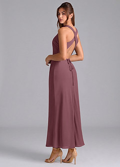 Azazie Evadne Bridesmaid Dresses Sangria Sheath Pleated Chiffon Dress image2