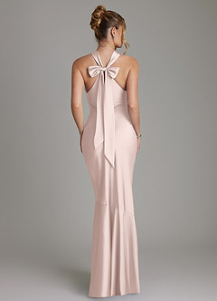 Azazie Reign Bridesmaid Dresses Blushing Pink Mermaid Pleated Stretch Satin Dress image2