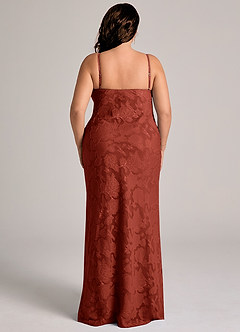 Azazie Tianna Vestidos de damas de honor Vestido de Terracota de Devorado Floral de Corte Recto con Encaje image9