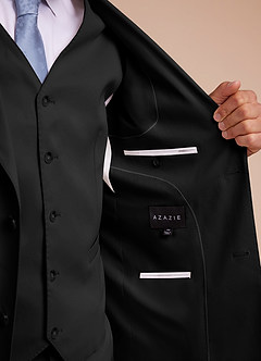 front Carter Black Cotton Linen Blend Suit Jacket