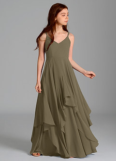 Azazie Karan Junior Willow Green A-Line Chiffon Dress image3