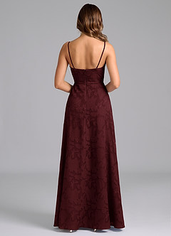 Azazie Wren Robes de demoiselle d'honneur Robe Trapèze en Blumen-Burnout Sans bretelle Cabernet image6