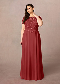 Azazie Adina Mother of the Bride Dresses Rust A-Line Boatneck Sequins Chiffon Dress image6