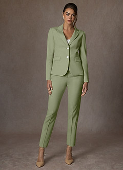 Whitney Pistachio Structured Stretch Full Length Pants Suit