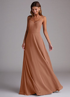 Azazie Marley Bridesmaid Dresses Bronzer A-Line Off the Shoulder Chiffon Convertible Dress image5