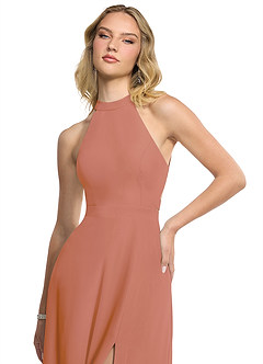 Azazie Clarice Bridesmaid Dresses MAI TAI A-Line Halter Chiffon Dress image3