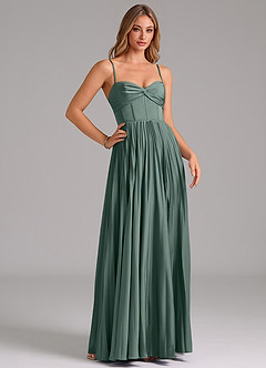 Azazie Akiko Bridesmaid Dresses Sea Moss A-Line Sweetheart Neckline Stretch Satin Dress image3