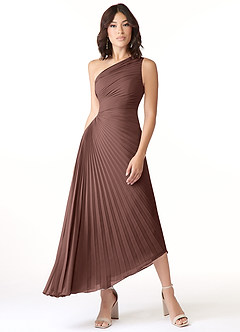 Azazie Kirra Jurken voor bruidsmeisjes Jurk van Chiffon met A-Lijn One-Shoulder Espresso image1