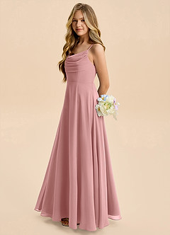 Azazie Gia Junior A-Linie Plissee Chiffon Kleid Altrosa image1