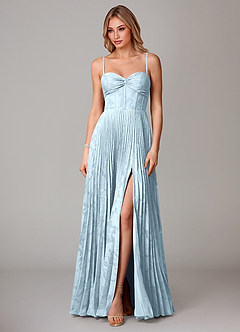 Azazie Akiko Bridesmaid Dresses Sky Blue A-Line Sweetheart Neckline Floral Burnout Dress image3