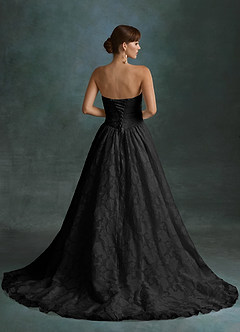 Azazie Nadine Wedding Dresses Black A-Line Strapless Floral Burnout Dress image7