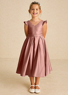 Azazie Francine Final Sale Agave A-Line Bow Matte Satin Dress image2