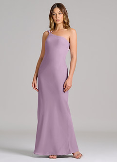 Azazie Monroe Final Sale Wisteria Sheath One Shoulder Chiffon Dress image3