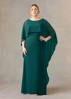 Azazie Dion Mother of the Bride Dresses Peacock Sheath Scoop Stretch Crepe Dress image8