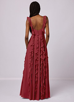 Barbie ♥ Azazie Bridesmaid Dresses Pomegranate A-Line with Pockets Chiffon Dress image6