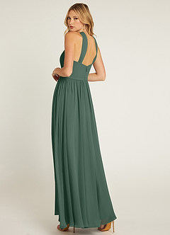 Azazie Jacey Robes de demoiselle d'honneur Robe Trapèze en Mousseline de soie Plissée Mousse De Mer image8