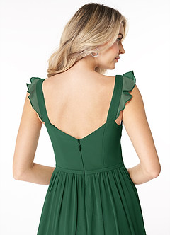 Azazie Stassie Bridesmaid Dresses Dark Green A-Line Sweetheart Ruched Chiffon Dress image6