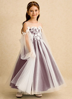 Azazie Zimi Flower Girl Dresses Cabernet Ball-Gown Sweetheart Neckline Tulle Dress image6