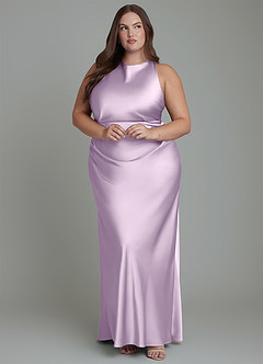 Azazie Evadne Brautjungfernkleider Etui Plissee Stretch-Satin Kleid Frostiges Flieder image10