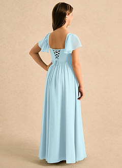 Azazie Patsy Girls Formal Jurken voor bloemenmeisjes A-lijn Jurk van Chiffon Sweetheart-halslijn Wolkenblauw image6