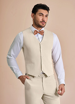 front William Tan Comfort Blend Suit Vest