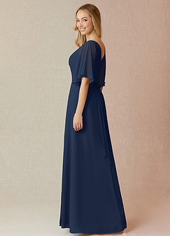 Azazie Cierra Bridesmaid Dresses Dark Navy A-Line V-Neck Chiffon Dress image5