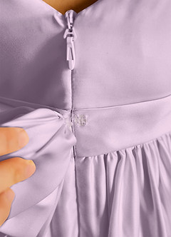Azazie Violeta vestidos de niña de las flores Vestido de Lila Esmerilada de Satin Mate de Princesa con Lazo image3