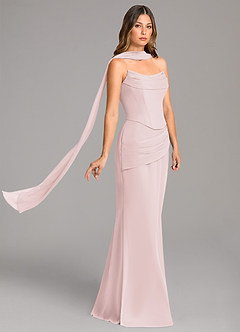 Azazie Sorrel Bridesmaid Dresses Blushing Pink Mermaid Corset Chiffon Dress image4