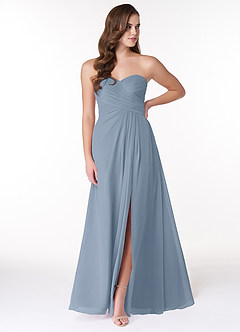 Azazie Arabella Allure Abiti da Damigella Abito Convertibile A-Line in Chiffon Scollo a Cuore Blu Polveroso image1