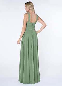 Azazie Kaleigh Kleider zum Anprobieren zu Hause A-Linie Plissee Chiffon Kleid Matcha image4