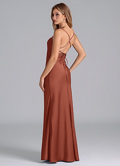 Azazie Seema Bridesmaid Dresses Auburn Mermaid Corset Stretch Satin Dress image6