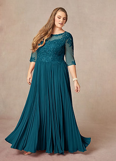Azazie Corinne Mother of the Bride Dresses Ink Blue A-Line Sequins Chiffon Dress image10
