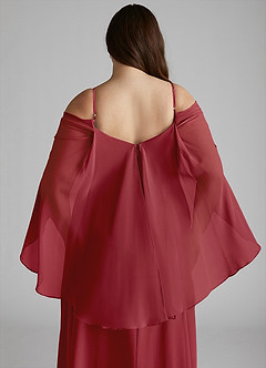 Azazie Cienna Abiti da Damigella Abito A-Line in Chiffon a Spalla Scoperta Melograno image12