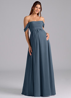 Azazie Saige Gravid brudtärna klänningar Klä A-Linje Plisserad Golvlängd Chiffong image3