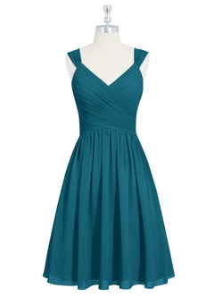 Azazie Angie Jurken voor bruidsmeisjes Jurk van Chiffon met A-Lijn Korset Inkt Blauw image7