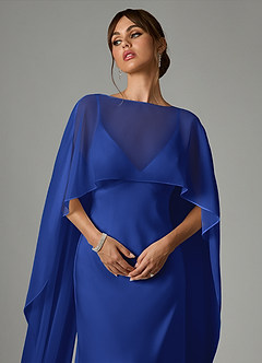 Azazie Stefania Robes de demoiselle d'honneur Robe Trapèze en Satin extensible Bleu Roi image5